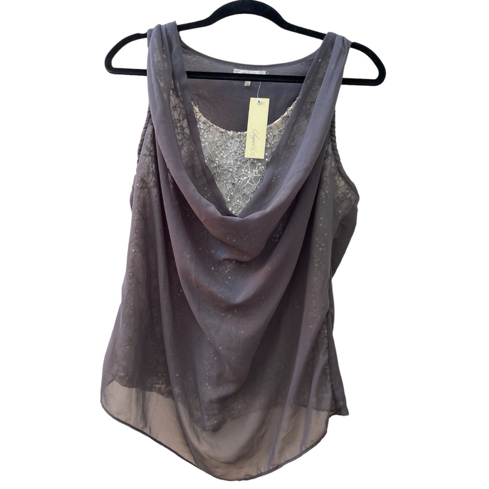 NWT Sugarlips Charcoal & Ivory New Years Sequence Blouse wedding fancy